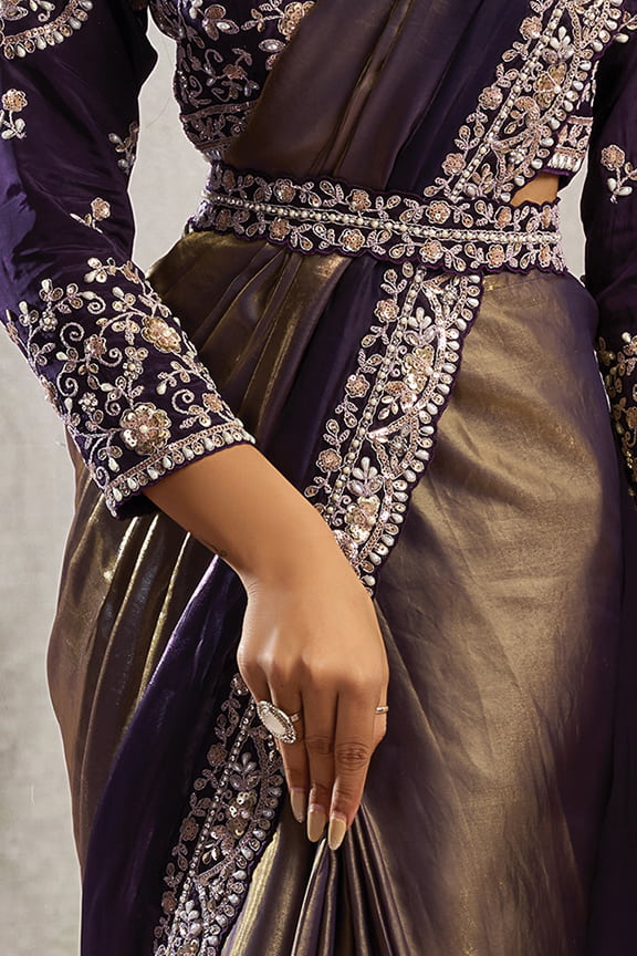 Black Drape Saree with Pearl & Stone Handwork