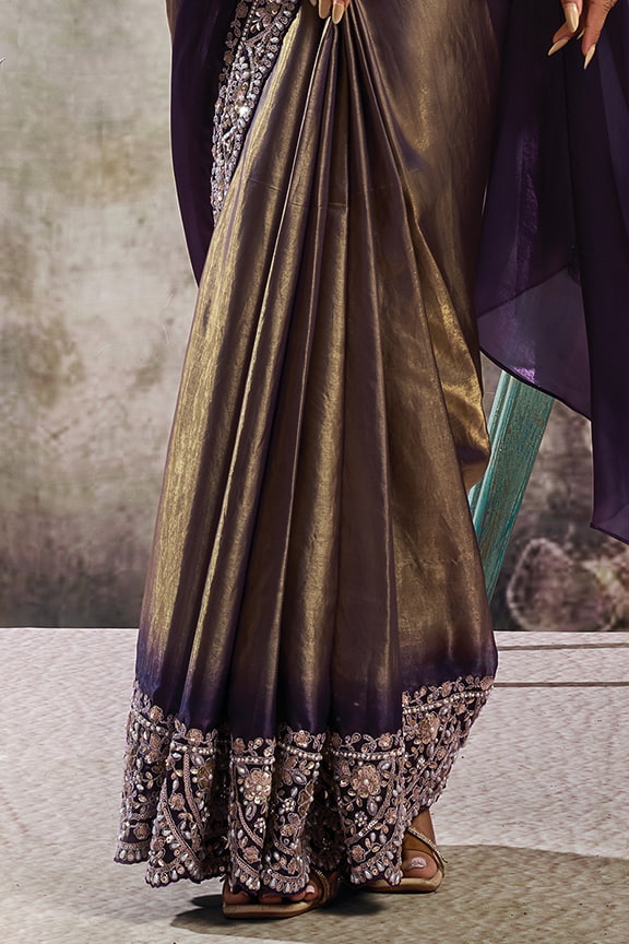Black Drape Saree with Pearl & Stone Handwork