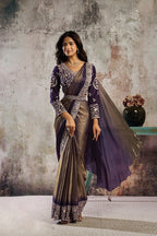 Black Drape Saree with Pearl & Stone Handwork