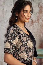 Black & Silver Drape Saree with Embroidered Jacket