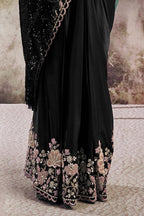 Black & Silver Drape Saree with Embroidered Jacket