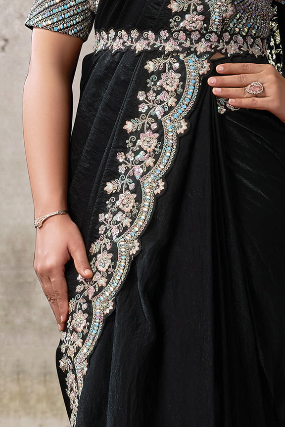 Two Tone Satin Drape Saree with Japan Satin Blouse