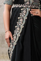 Two Tone Satin Drape Saree with Japan Satin Blouse