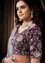 Naksh Creation Lavender Grey Uppada Silk Designer Saree
