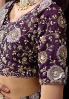 Naksh Creation Lavender Grey Uppada Silk Designer Saree
