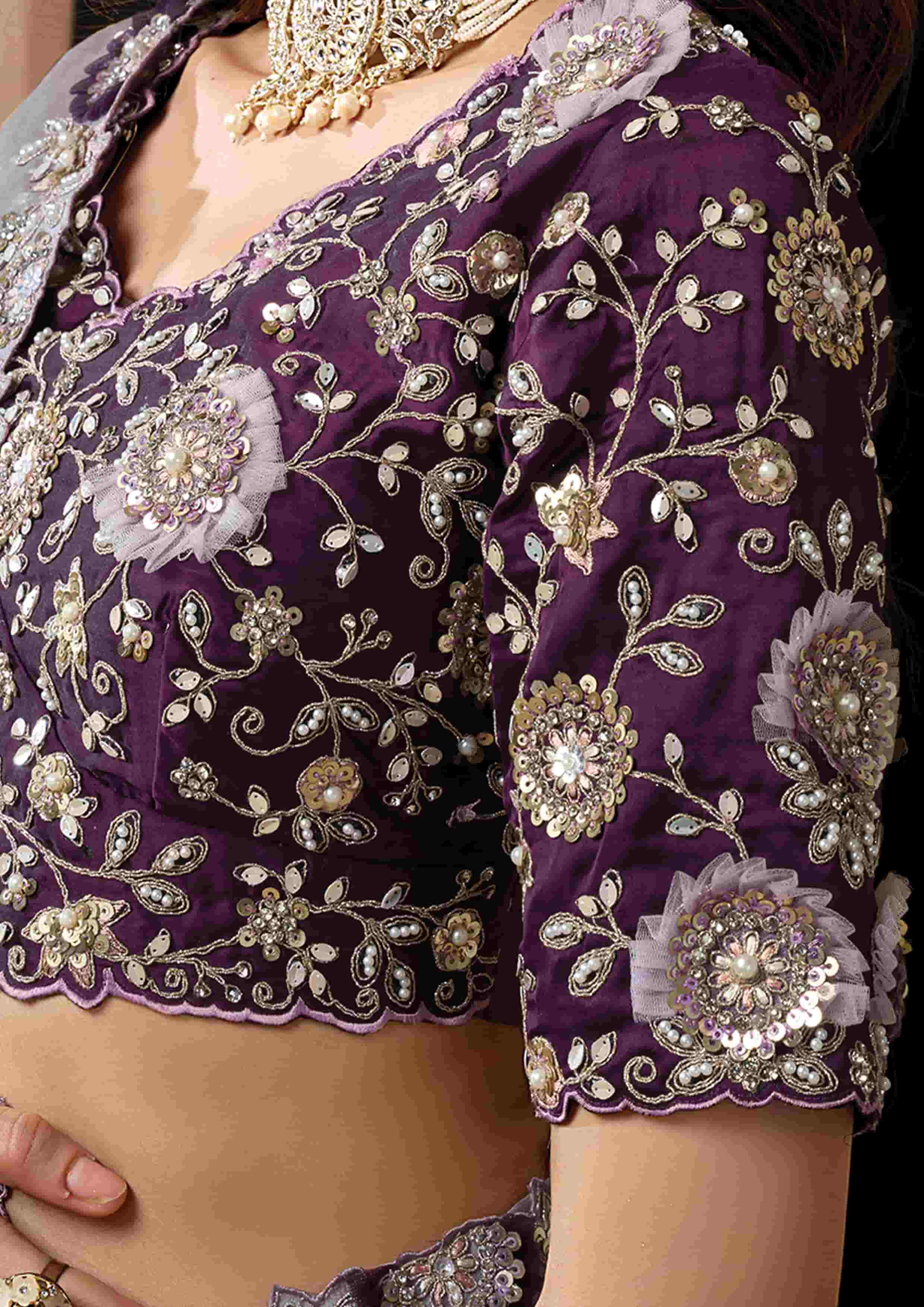 Naksh Creation Lavender Grey Uppada Silk Designer Saree