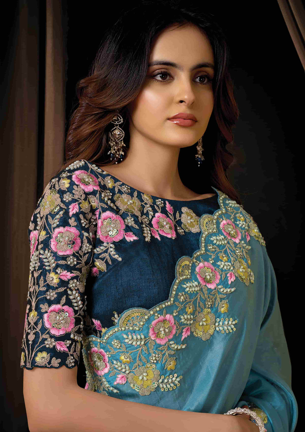 Naksh Creation Teal Blue Uppada Silk Designer Saree