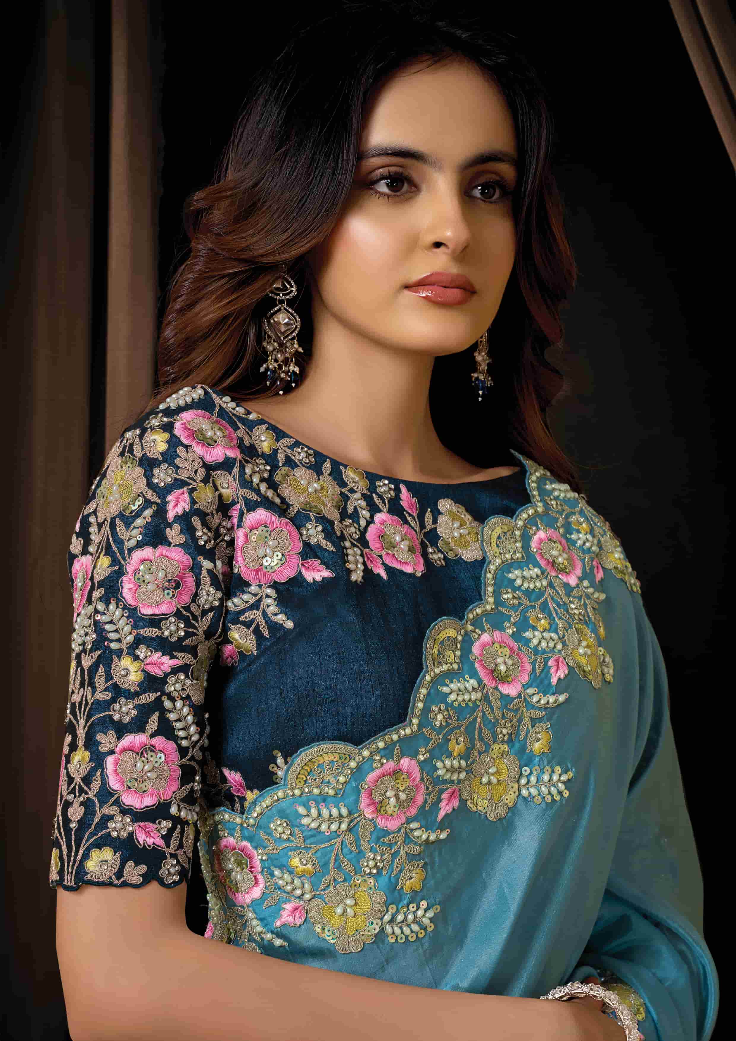 Naksh Creation Teal Blue Uppada Silk Designer Saree
