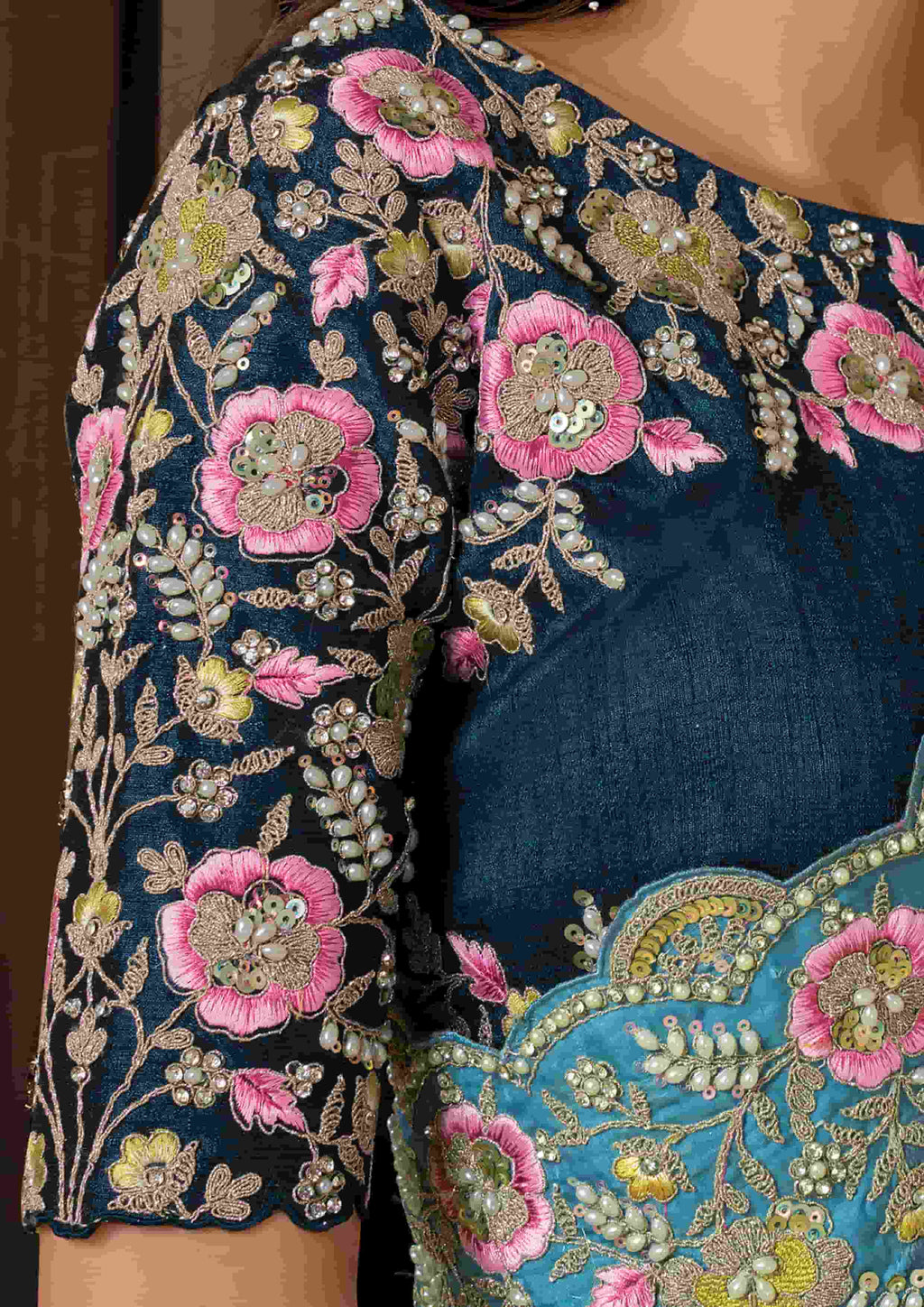 Naksh Creation Teal Blue Uppada Silk Designer Saree