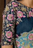 Naksh Creation Teal Blue Uppada Silk Designer Saree