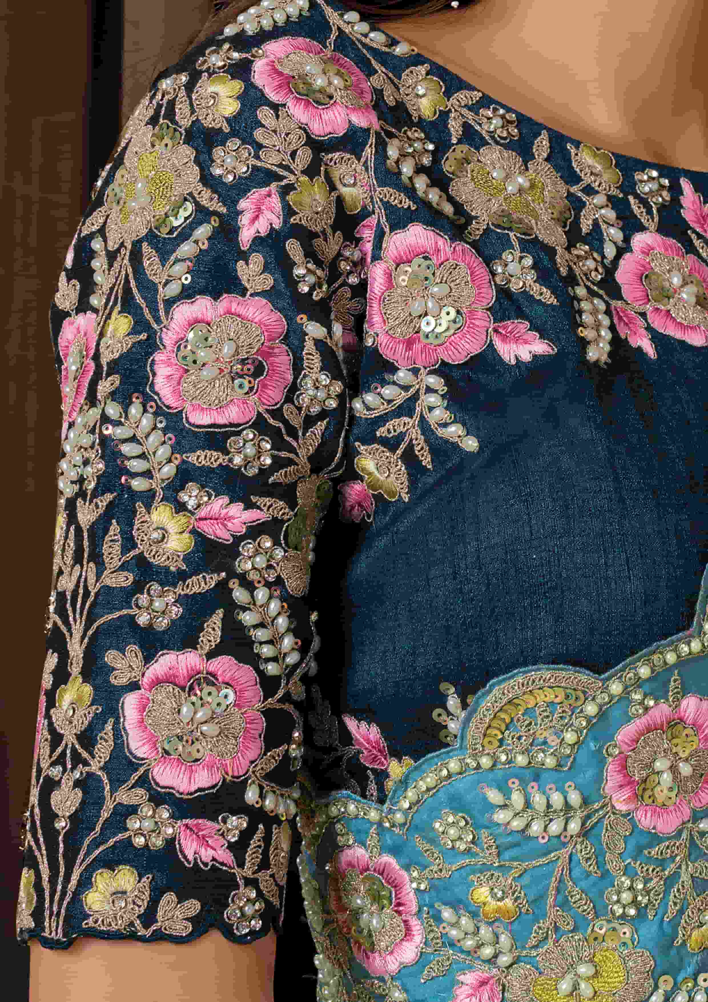 Naksh Creation Teal Blue Uppada Silk Designer Saree