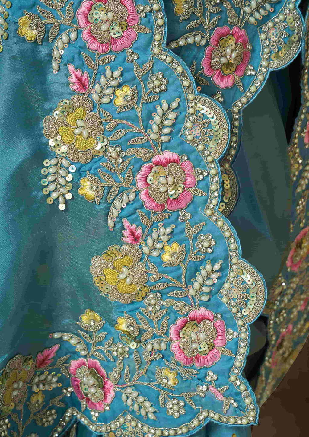 Naksh Creation Teal Blue Uppada Silk Designer Saree
