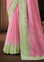Naksh Creation Pastel Pink Soft Georgette Designer Saree