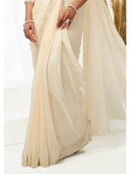 Champagne Two Tone Satin Silk Sequins & Applique Work Ready to Wear Saree - View 7