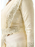Champagne Two Tone Satin Silk Sequins & Applique Work Ready to Wear Saree - View 8