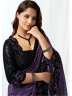 Purple Heavy Mono Net Dual Sequins & Beads Saree - View 2