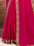 Rani Pink Uppada Silk Sequins & Cutdana Embroidery Saree - View 3
