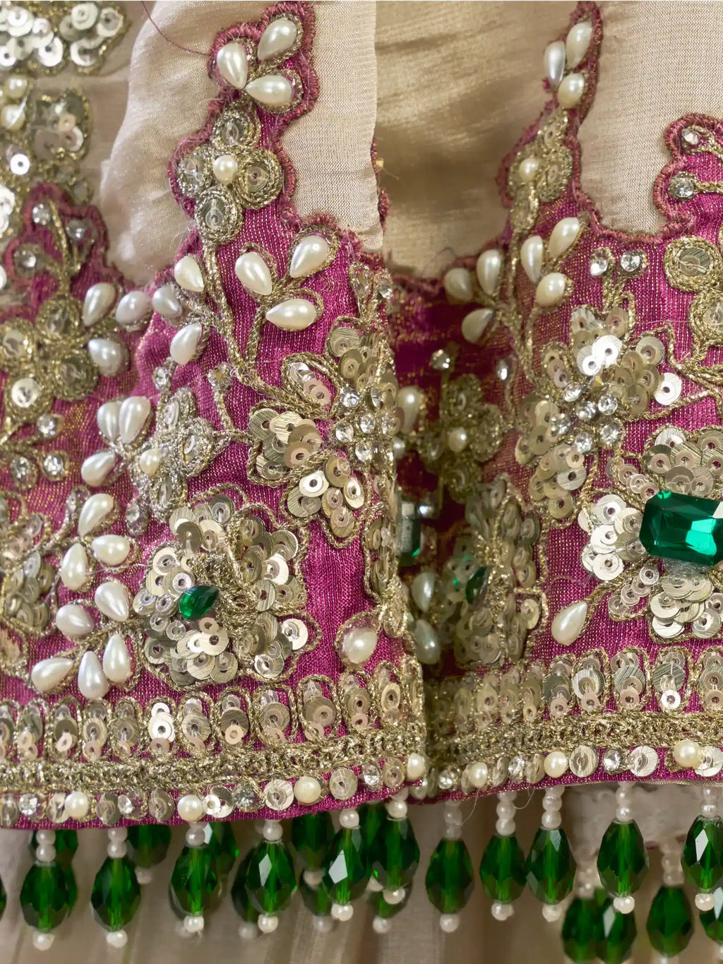 Beige Uppada Silk Multi Thread Floral Embroidery Saree - View 4