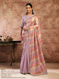 Multicolor Pure Crepe Satin Weaved Silk Sequins & Pearl Embroidery Saree