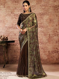 Black Metallic Satin Mono Net Sequins & Beads Embellishment Saree