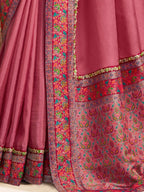 Pink Uppada Silk Multi Thread & Sequins Embroidery Saree - View 3