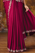 Magenta Drape Saree view 4