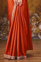 Rust Orange Drape Saree view 3