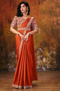 Rust Orange Drape Saree