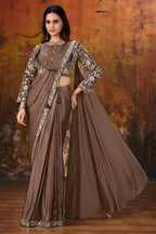 Brown Drape Saree view 6