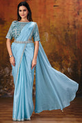 Sky Blue Drape Saree
