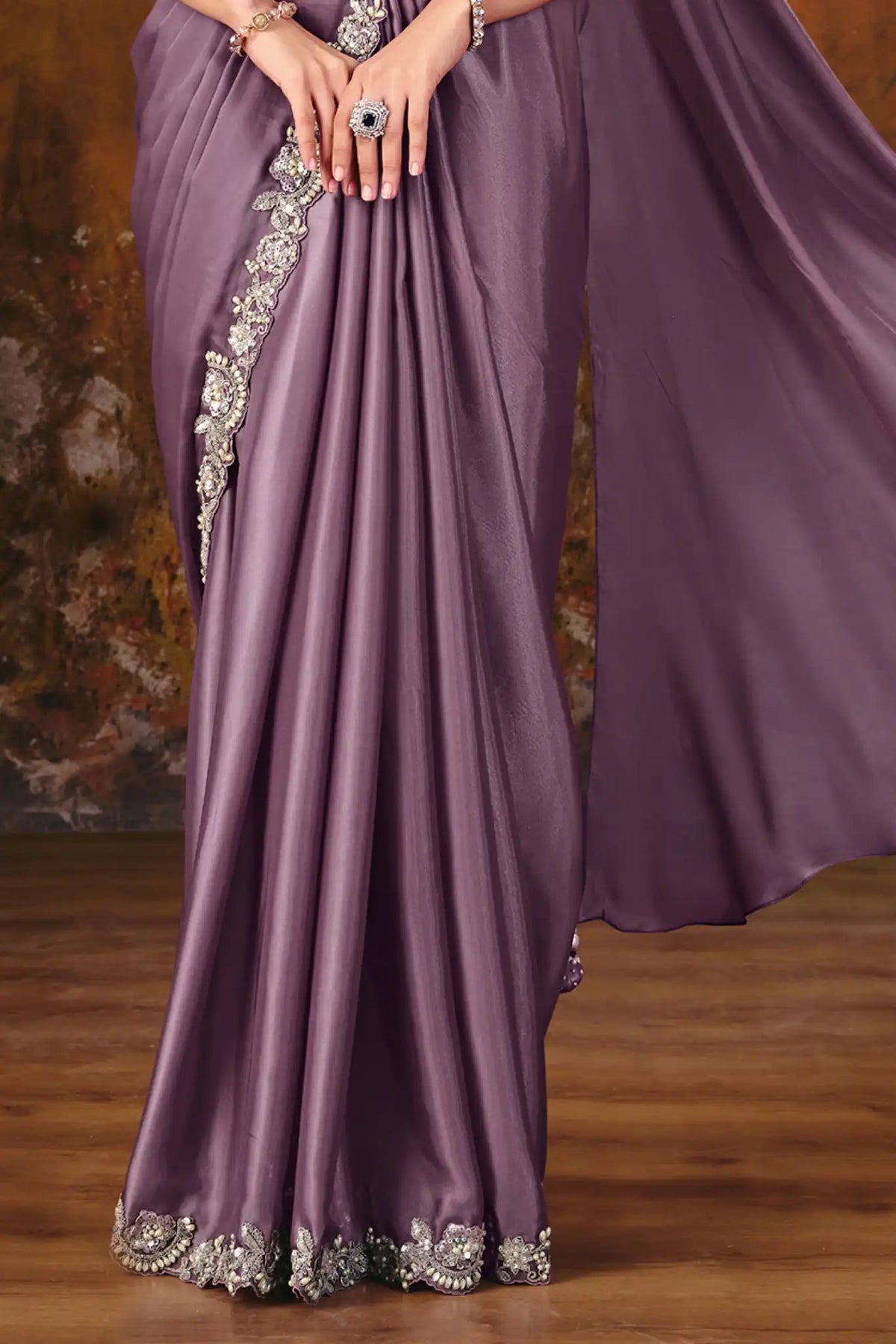 Mauve Drape Saree view 4