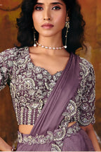 Mauve Drape Saree view 5