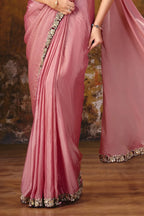 Dusty Pink Drape Saree view 3