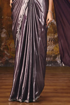 Lavender Grey Drape Saree view 3