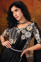 Black Drape Saree view 2