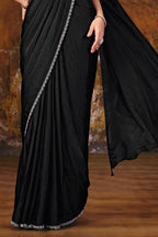 Black Drape Saree view 3
