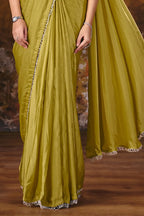 Mustard Drape Saree view 3