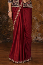 Maroon Drape Saree view 3