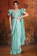 Aqua Green Drape Saree