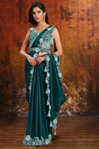 Dark Teal Drape Saree