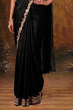Black Drape Saree view 3