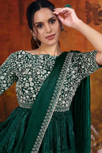 Emerald Green Drape Saree view 2
