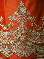 Rust Orange Embroidered Chinon Palazzo Suit Set with Dupatta - View 4