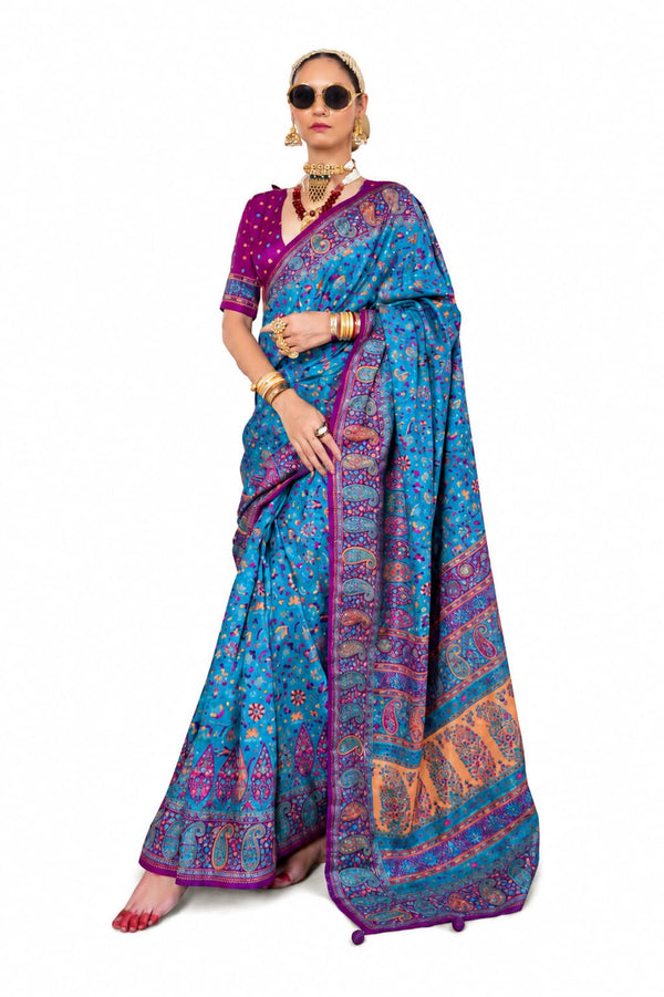 Mustard Gold Heritage Hand Block Printed PV Silk Designer Saree