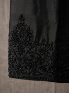 Midnight Black Chinnon Palazzo Pants and Tassel Border Dupatta Detail