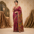 Royal Pure Crepe Silk Saree with Aari Work and Pure Cutdana Khatli Work