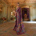 Royal Purple Viscose Silk Luxury Printed Party Wear Saree