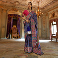 Royal Blue Viscose Silk Luxury Printed Party Wear Saree