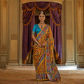 Mustard Yellow Viscose Silk Luxury Printed Party Wear Saree