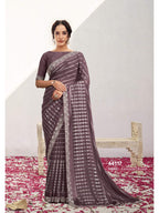 Lavender Georgette Kasab Sequins & Cord Embroidered with Stone Work Saree - View 1